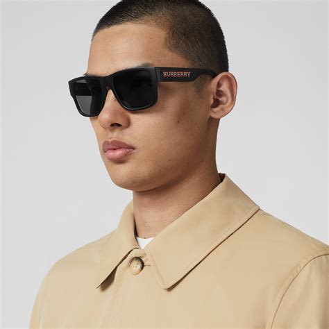 burberry square frame for men half frame|Square Sunglasses in Black .